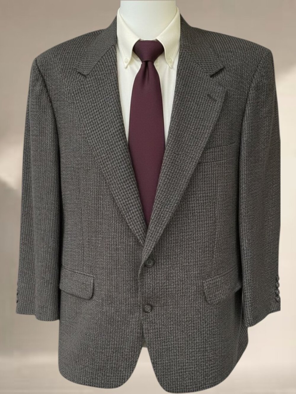 Vintage Mens 44R (Est) Christian Brooks Wool Blazer Black Gold Blue Tweed